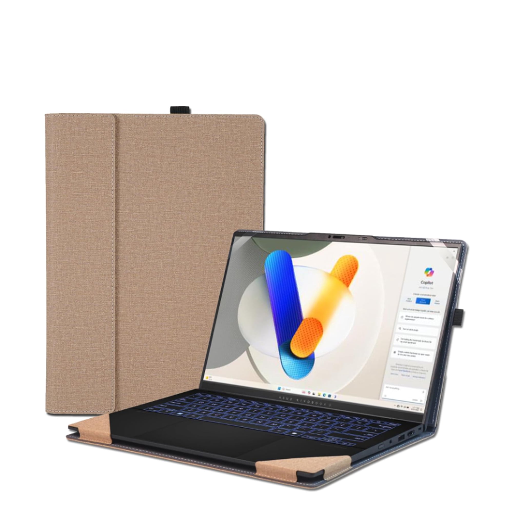 2024 New Laptop Cover Case for 14 inch ASUS Zenbook 14 OLED UX3405 UM3406 & for Vivobook S 14 OLED S5406 M5406,PU Leather Protective Sleeve bag with Heat dissipation bracket