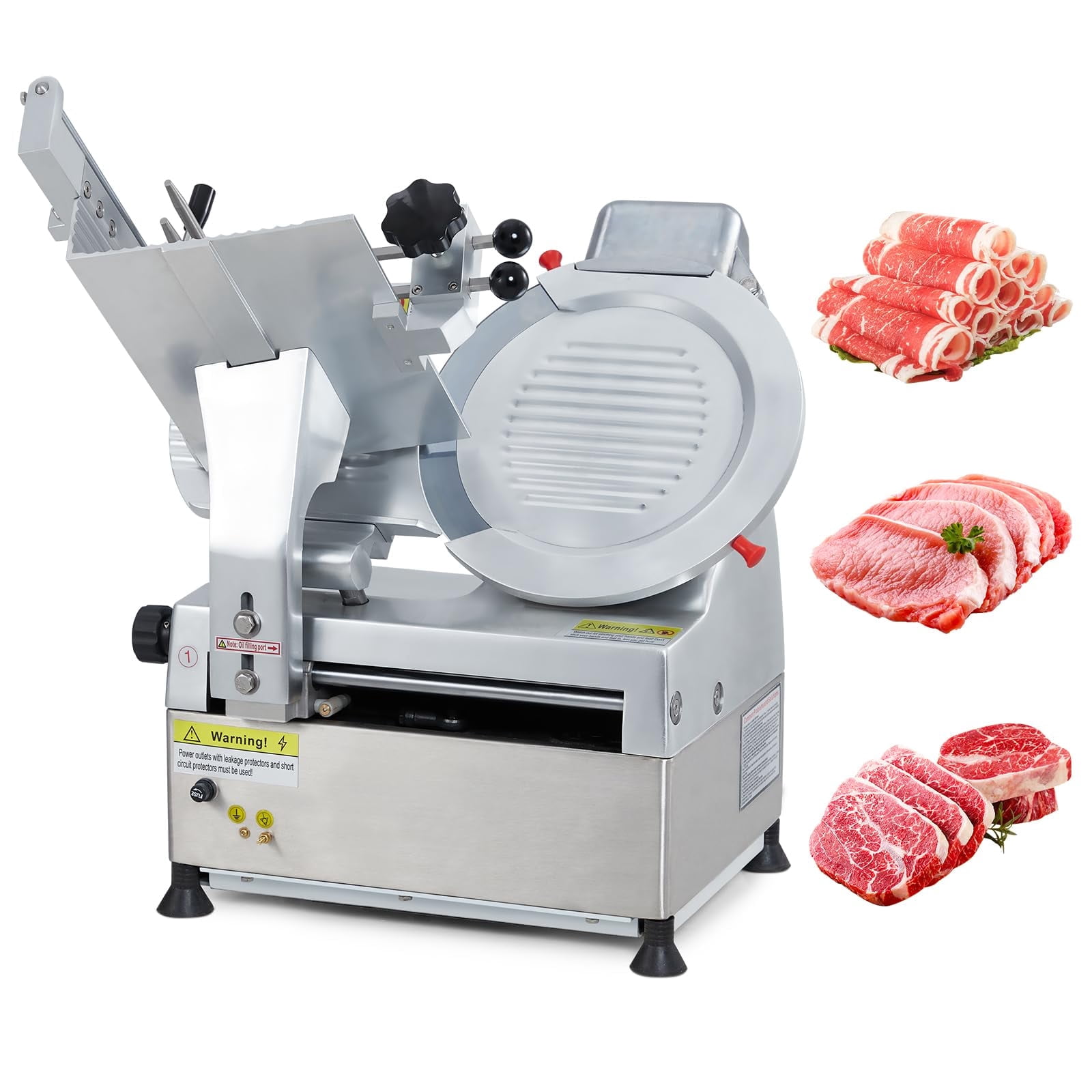2024 New Meat Slicer, Commercial Meat Slicer 550W, Electric Food Slicer with 12" Carbon Steel Blade For Shop Restaurant Home Use 0-14mm Adjustable Slicing Thickness Sliver