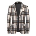 2024 New Men Suit Jacket Gold Blue Casual Plaid Blazers Jackets Men's