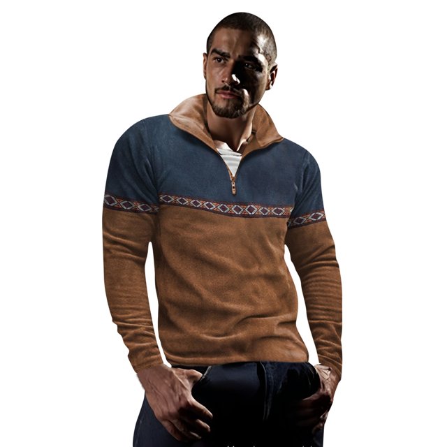 2024 New Men's Quarter Zip Up Cat Shirt Long Sleeve Sweaters Slim