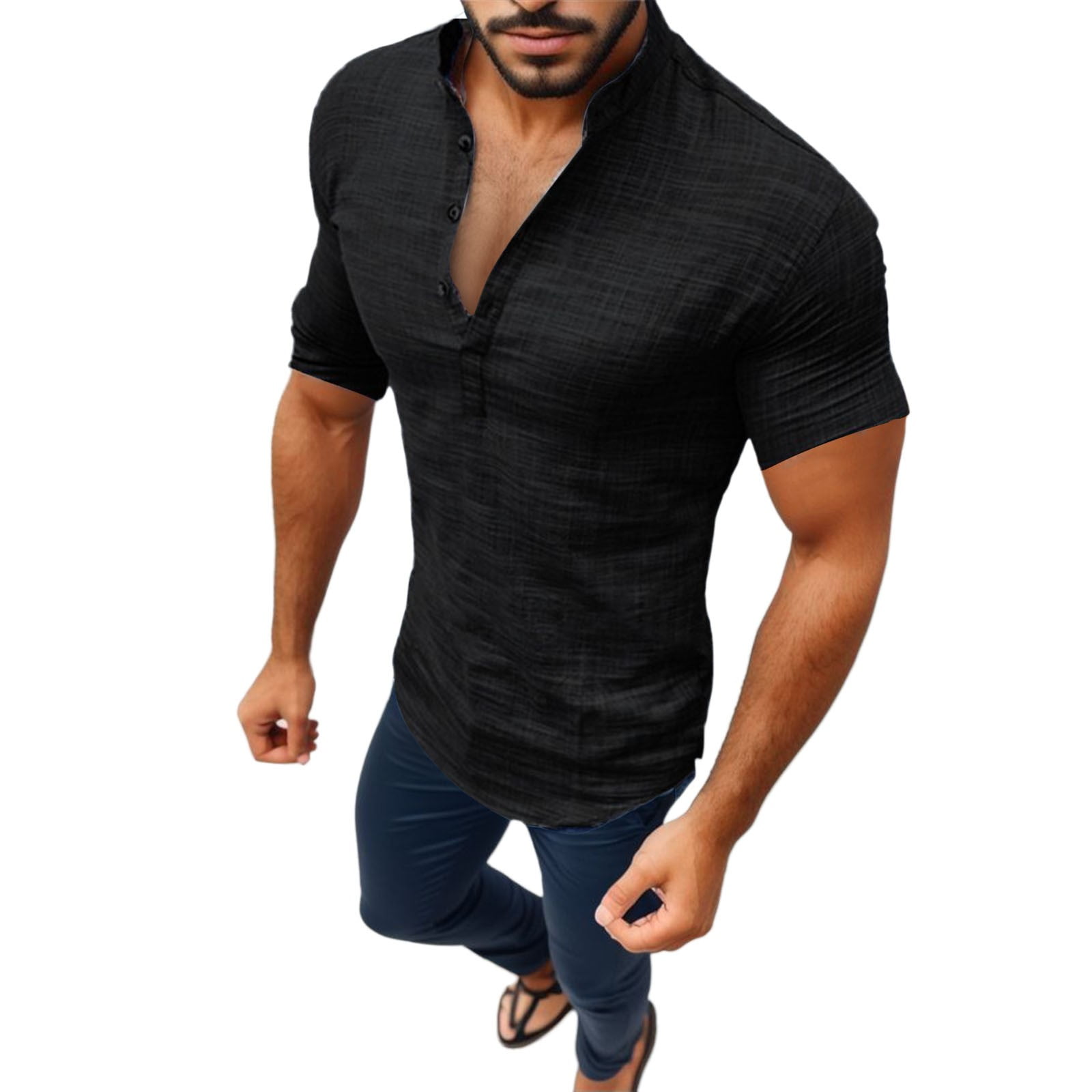 2024 New Men's T Shirt Cotton Business Casual Clothes for Men Blouse
