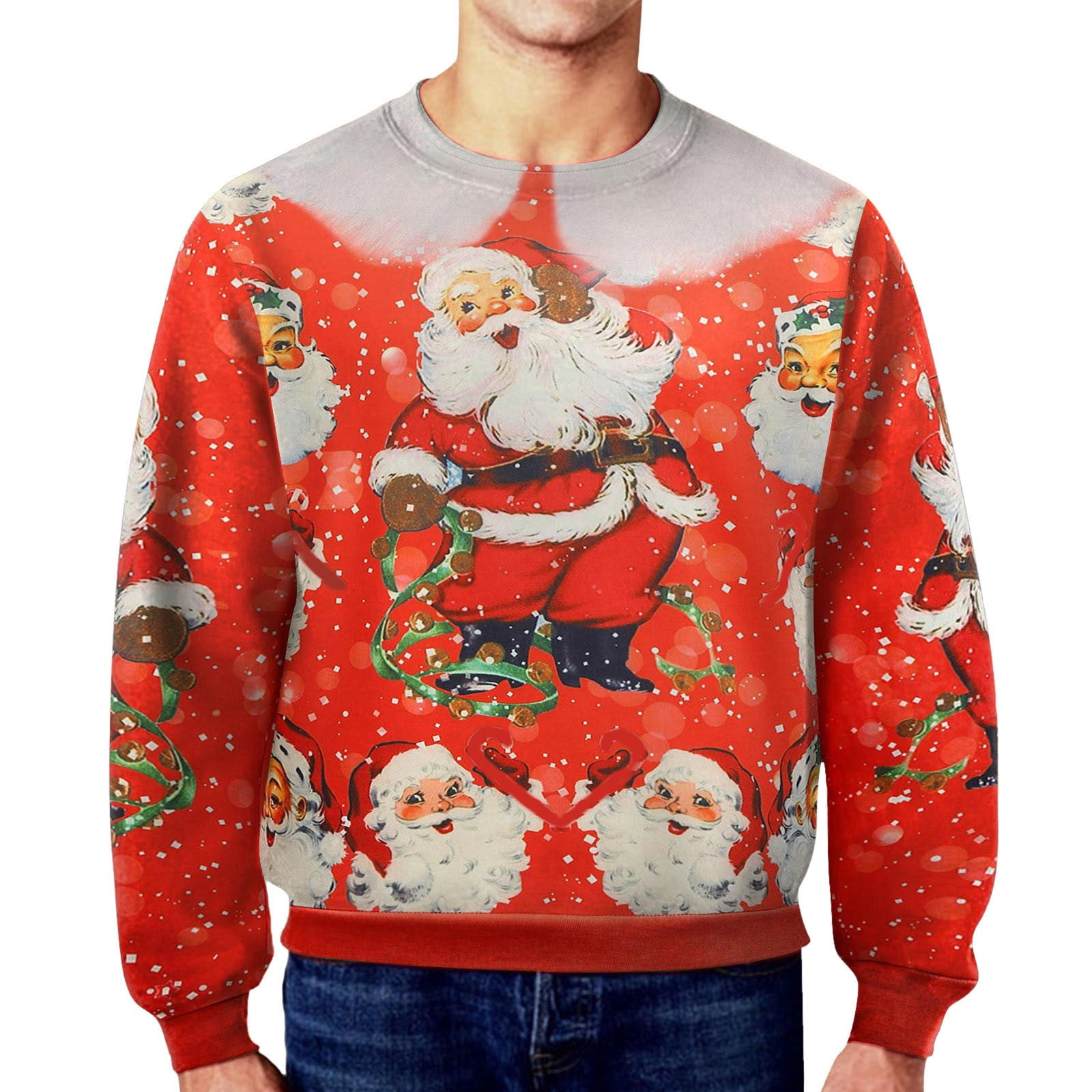 2024 New Men's Winter Christmas Print Mom Mode Sweatshirt Casual Loose