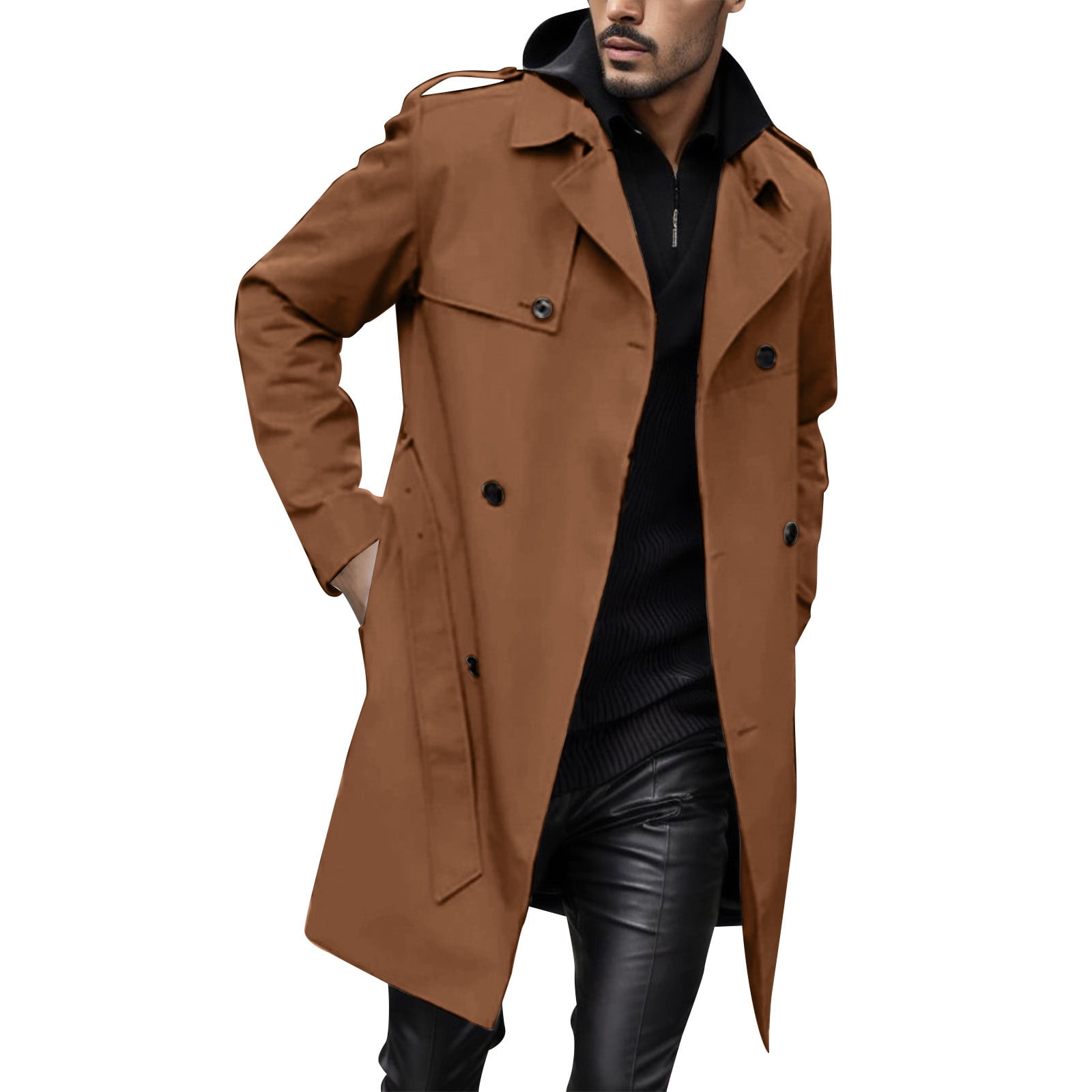 2024 New Mens Autumn Solid Color Yard Coat Lapel Pocket Slim 2024 New Mens Autumn Solid Color Yard Coat Lapel Pocket Slim