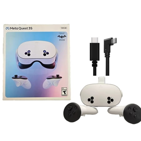 2024 New Meta Quest 3S All-In-One VR Headset 128GB Virtual Reality with Advanced Touch Plus Controllers, 1832x1920 up to 120 Hz Refresh Rate LCD, Enhanced Graphics, Mytrix Cable
