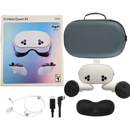 2024 New Meta Quest 3S All-In-One VR Headset 128GB Virtual Reality with Advanced Touch Plus Controllers, 1832x1920 up to 120 Hz Refresh Rate LCD, Enhanced Graphics, Mytrix Case, Cable & Earphone