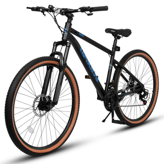 2024 New Mountain Bike with 24 Inch Wheels, City Mountain Bike 21-Speed Carbon Steel Frame Trail Commuter Bike, with Carbon Steel Frame Front and Rear Suspension, for Women Men