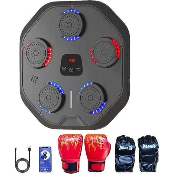 2024 New Music Boxing Machine Pro with Hit Feedback,Wall Mounted Smart Bluetooth Music Boxing Trainer, Come with Boxing and MMA Gloves