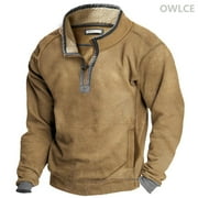 OWLCE 2024 New Pattern print casual polo collar zip men's sweater hoodie menswear