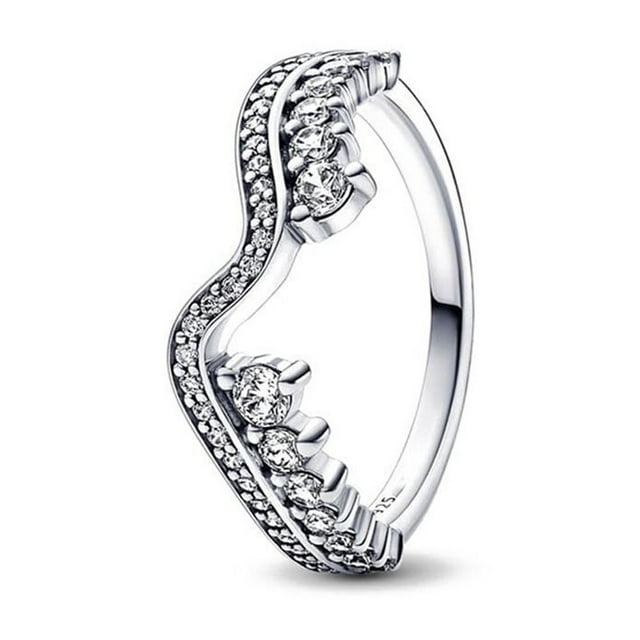 2024 New Plated 925 Silver Ring Zircon Sparkling Double Band red Finger
