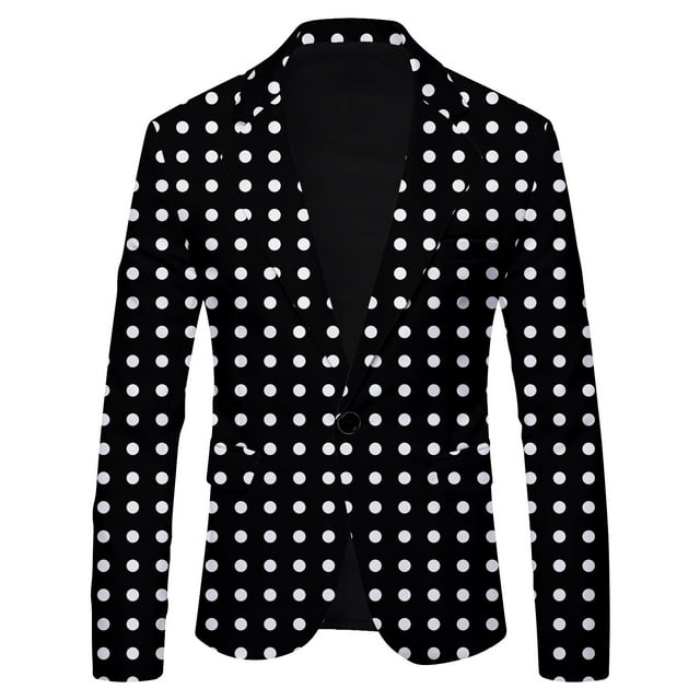 2024 New Polka Dot Leopard Print Casual British Fashion Slim Fit Suit Men's Jacket Mens Dress ...