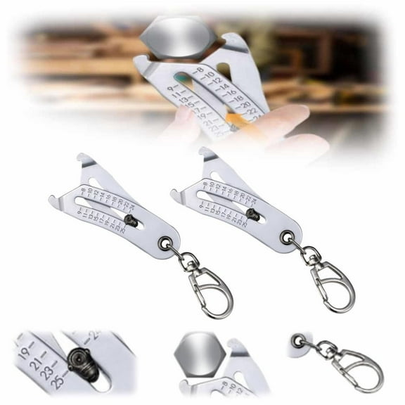 2024 New Portable Precise Thread Size Checker Keychain, Nut and Bolt Thread Checker Inch and Metric, Bolt Size and Thread Identifier Gauges, Quick Hand Measuring Tool (1 PCS)