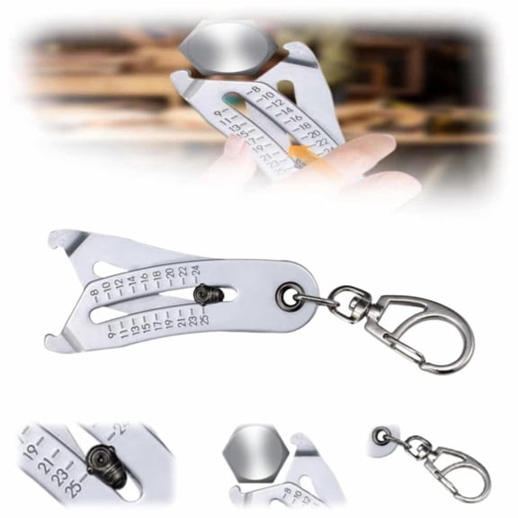 2024 New Portable Precise Thread Size Checker Keychain, Nut and Bolt Thread Checker Inch and Metric, Bolt Size and Thread Identifier Gauges, Quick Hand Measuring Tool (1 PCS)