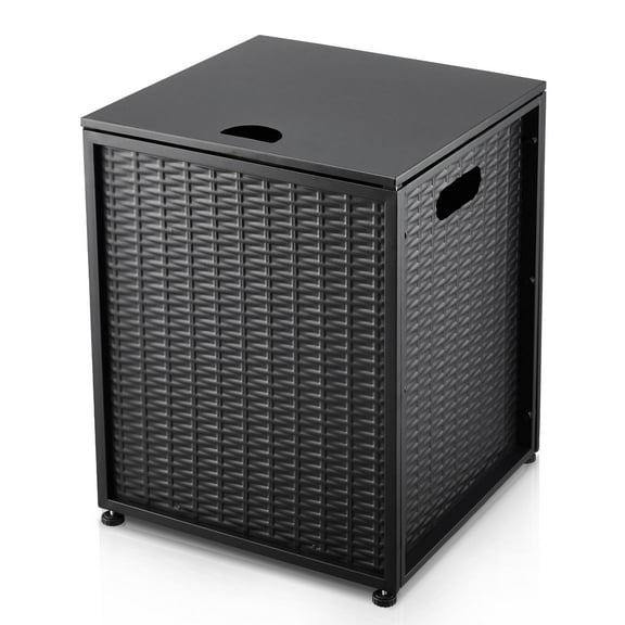 KTENME 2024 New Propane Metal Tank Cover Table for Gas Fire Pits, Gas Tank Holder Storage Side Table for 20 Pound Propane Tank, 16-inch Hideaway Table with Side Handles