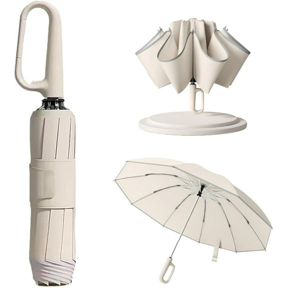 2024 New Ring Buckle Umbrella,Reflective Safety Strip,Sturdy Windproof,Travel Portable Windproof Umbrella,Reverse Automatic Umbrella for Rain & Sun