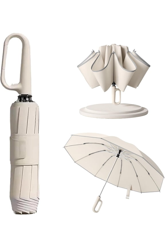 2024 New Ring Buckle Umbrella,Reflective Safety Strip,Sturdy Windproof,Travel Portable Windproof Umbrella,Reverse Automatic Umbrella for Rain & Sun