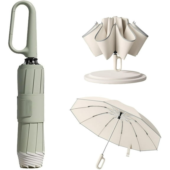 2024 New Ring Buckle Umbrella,Reflective Safety Strip,Sturdy Windproof,Travel Portable Windproof Umbrella,Reverse Automatic Umbrella for Rain & Sun