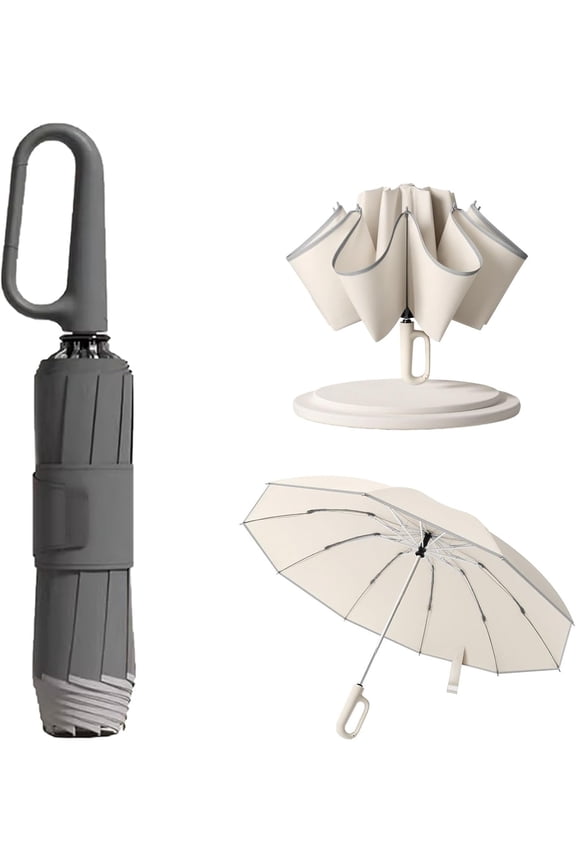 2024 New Ring Buckle Umbrella,Reflective Safety Strip,Sturdy Windproof,Travel Portable Windproof Umbrella,Reverse Automatic Umbrella for Rain & Sun