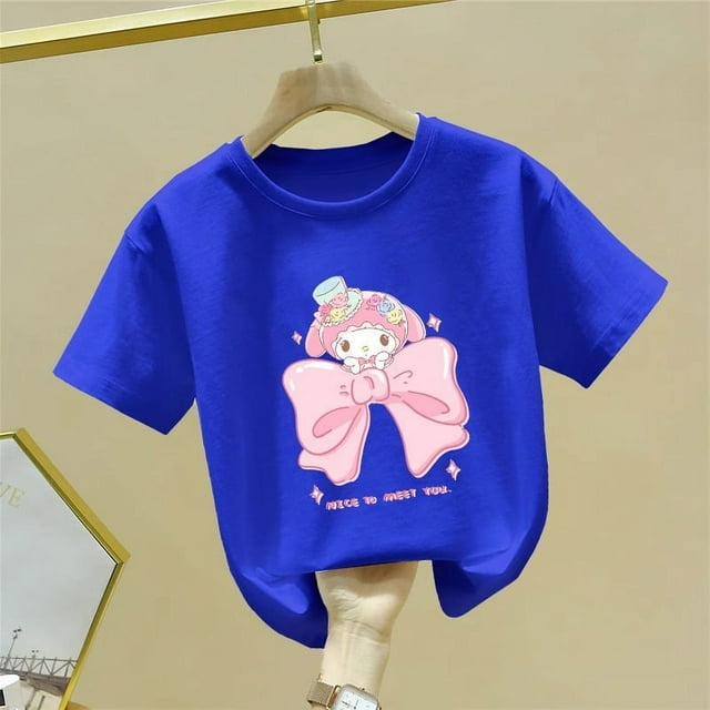 2024 New Sanrio Summer Cotton TShirt Short Sleeve Casual Boys and