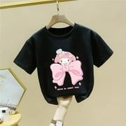 2024 New Sanrio Summer Cotton T-Shirt Short Sleeve Casual Boys and Girls Dopamine Outfit Children‘s Clothing Kuromi Gift