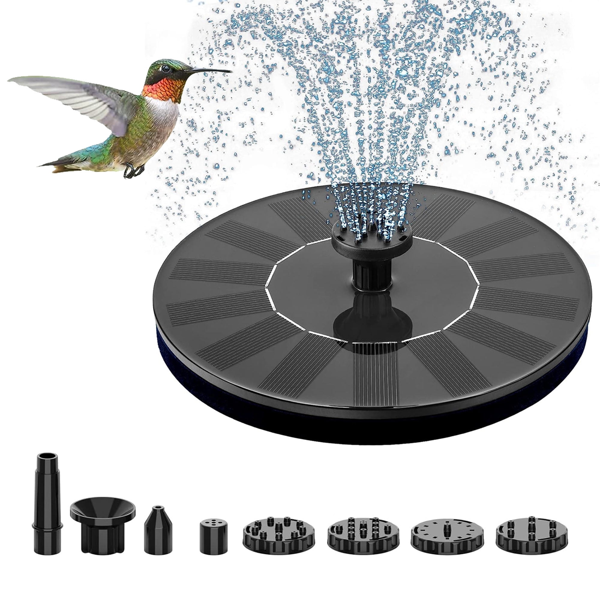 2025 New Solar Bird Bath Fountain Pump, Solar Fountain with 7 Nozzle, Free Standing Floating Solar Powered Water Fountain Pump for Bird Bath, Garden, Outdoor