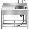 thumbnail image 1 of 2024 New Stainless Steel Sink, Freestanding Single Sink Commercial Kitchen Sink Set with Worktop Faucet, Commercial Single Bowl Kitchen Prep and Utility Sink for Garage, Restaurant, 1 of 8