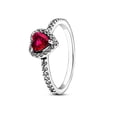 thumbnail image 1 of 2024 New Sterling Silver Sparkling Pavé Zircon Elevated Red Heart Crystal Ring DIY Women Party Wedding Jewelry Ring Gift, 1 of 6