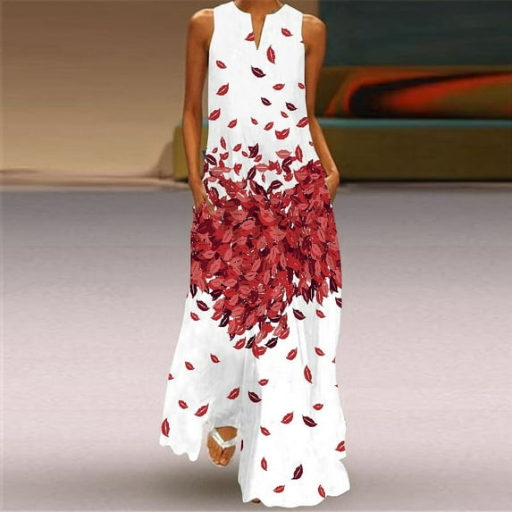 Sleeveless Long Dress Casual Beach Women Summer New Model Dress Lady V Neck Butterfly Printed Dresses Elegant Women's Dress