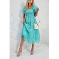 thumbnail image 1 of 2024 New Summer Long Dress Puff Short Sleeve Flowy Layered Beach A-Line Skirt, 1 of 4