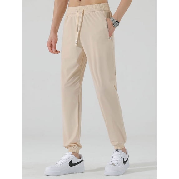 2024 New Summer Men's Joggers Ice Silk Thin Sweatpants Stretched Nylon Quick Dry Casual Track Pants Male Sport Trousers
