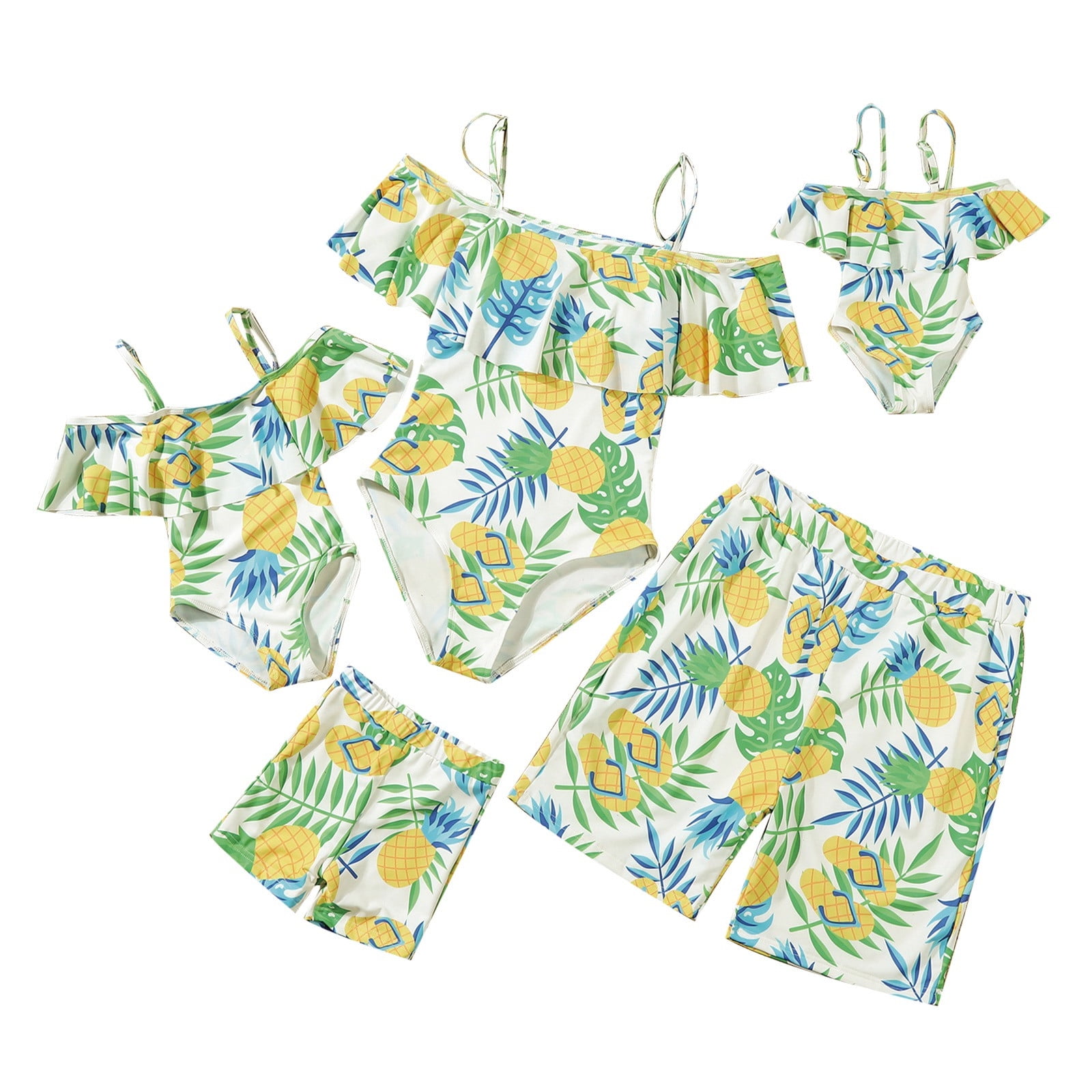 2024 New Swimsuit Parent Child Fashion Pineapple Print Casual And