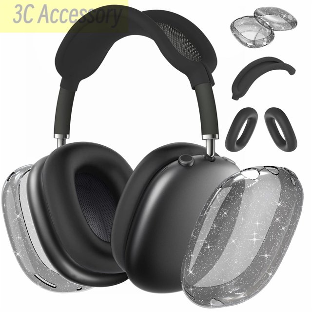 2024 New Transparent Glitter Black Case For AirPods Max AntiScratch