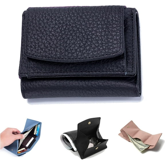 2024 New Unisex Anti-Credit Card Fraud Folding Mini Wallet, Genuine Leather RFID Blocking Card Holder Organizer Pocket Mini Wallet