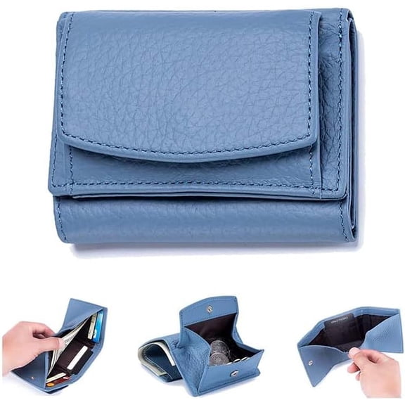 2024 New Unisex Anti-Credit Card Fraud Folding Mini Wallet, Genuine Leather RFID Blocking Card Holder Organizer Pocket Mini Wallet