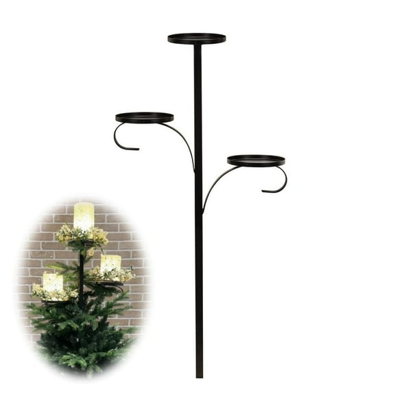 2024 New Upgrade Black Triples Tree Topper Candelabra For Christmas 3 Tier Candle Holders Christmas Topper Unique Light Up Christmas Tree Indoor Bedroom Tableware Kitchen