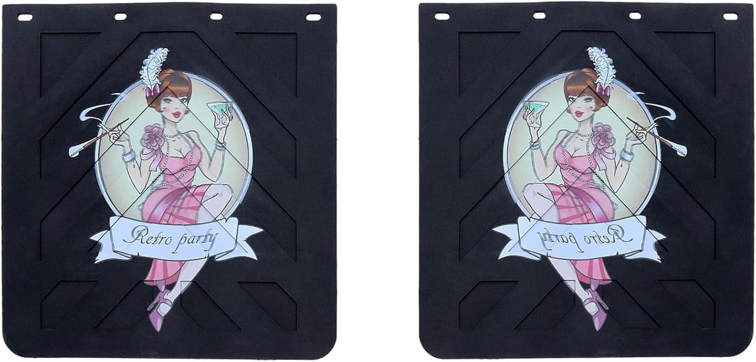 TAIROD 24x24 Inch Universal TPE Mud Flaps For Pickup & Semi Trucks - 2 Pack, Black, 4mm Thick