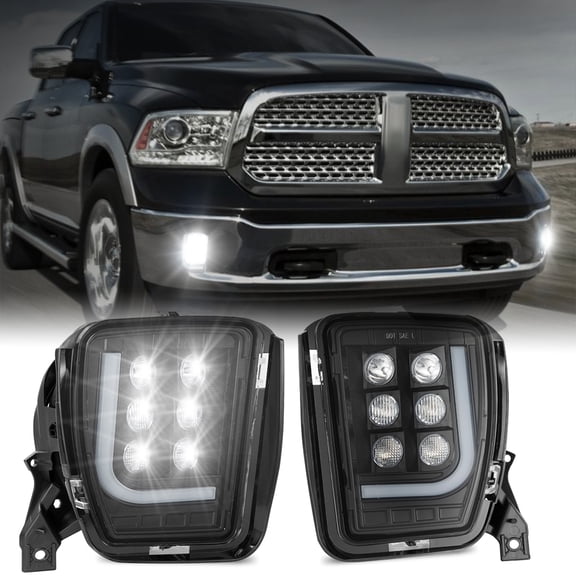2024 New Upgraded LED Fog Lights Replacement for Dodge Ram 1500 2013 2014 2015 2016 2017 2018 Front Fog Lamp with DRL, Black 2pcs