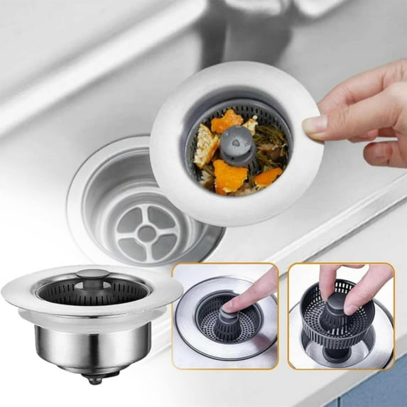 2024 New Upgraded Sink Core Drain Strainer Stainless Steel Aid And Stopper Kitchen Odor Filter