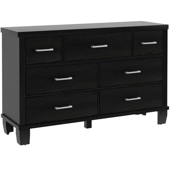 2024 New Vintage Dresser for Bedroom, 7 Drawer Chest of Dressers with Pull Handle, Wooden Dresser with Deep Drawer for Bedroom, Living Room, Hallway, Entryway