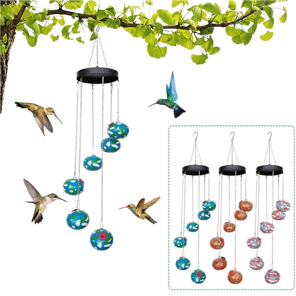 2024 New Wind Chime Hummingbird Feeder, Unique Garden Decoration, Hummingbird Gift, Suitable for Garden Backyard Decoration
