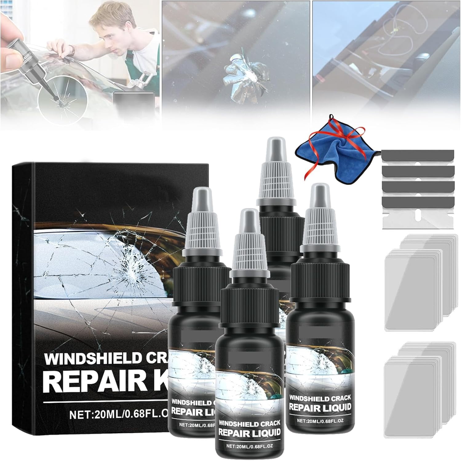 Kit Réparation Fissure Pare-brise - Réparation Rapide Et Invisible Pour Éclats Et Fissures De Voiture - Économique Et Facile à Utiliser