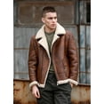 thumbnail image 1 of 2024 New Winter Fashion Men's Short Coat Natural Real Leather Jacket for Male Sheepskin Lambskin Shearling Wool Liner Brown Plus Size for over weight 100kgs,Brown,62, 1 of 14
