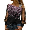 2024 New Women Casual Top Blouse Mock Neck Shirts for Women Sequin
