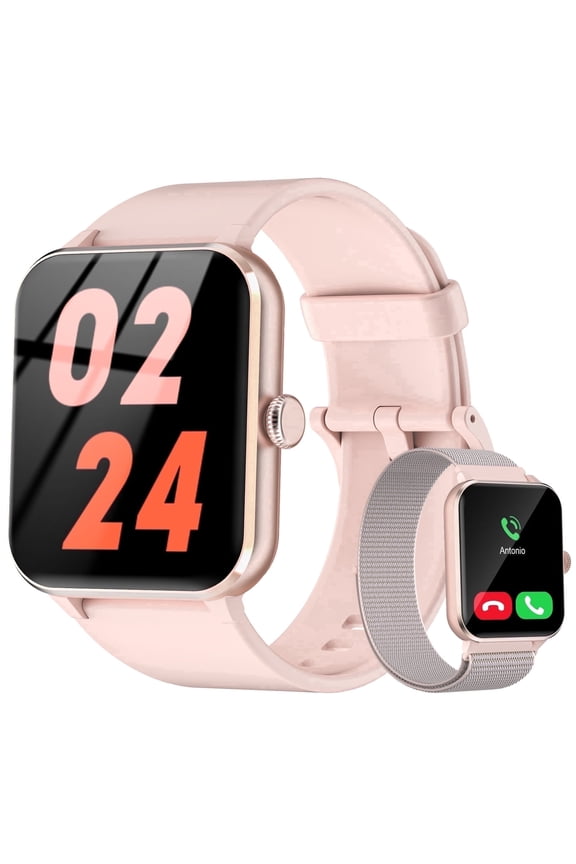 Smart Watch for Women, Bluetooth Calling, 1.85" HD Screen, Multiple Sport Modes, Message Reminder, Fitness Tracker for Android iOS, IP68 Waterproof, Pink