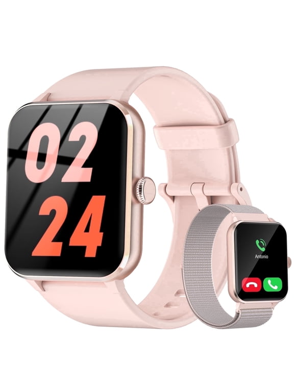 Smart Watch for Women, Bluetooth Calling, 1.85" HD Screen, Multiple Sport Modes, Message Reminder, Fitness Tracker for Android iOS, IP68 Waterproof, Pink