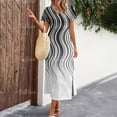 thumbnail image 1 of 2024 New Women‘s Dresses Striped Print Summer Elegant Midi Dresses Vacation Feamle Short Sleeve Dress Fashion Oversized Clothes, 1 of 7