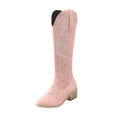 2024 New Women's Fashion Squared Heels Womens Boots Knee High Wide Calf