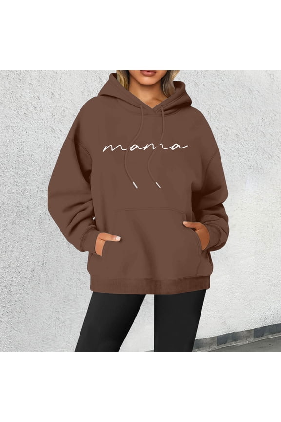 2024 New Women's Letter Printed Round Neck Pullover Street Long Sleeve Pullover Hoodie Hooded Tops Jacket Women with Hoodie Snap Front Hoodie Pocket Tall Womens Hoodies Womens Sweatshirt Extra Large