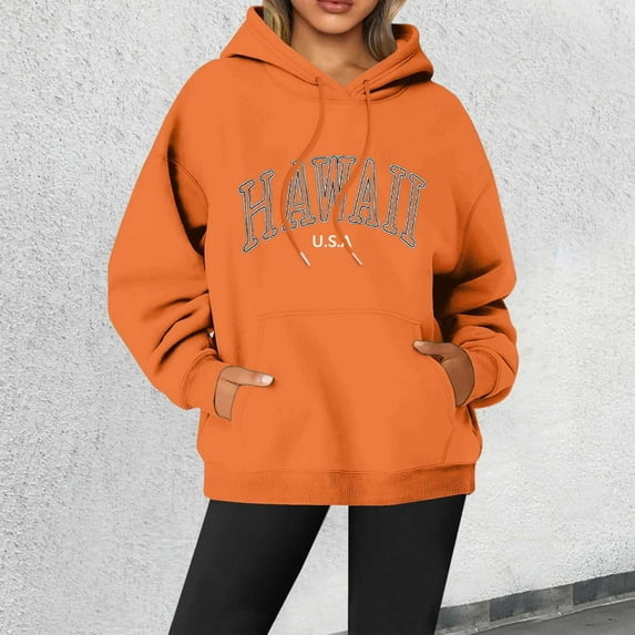 2024 New Women's Letter Printed Round Neck Pullover Street Long Sleeve Pullover Hoodie Sleep Jacket Women's Outdoor Recreation Sweatshirts & Hoodies Long Zippe Sweatshirts Women Womens Hoodies