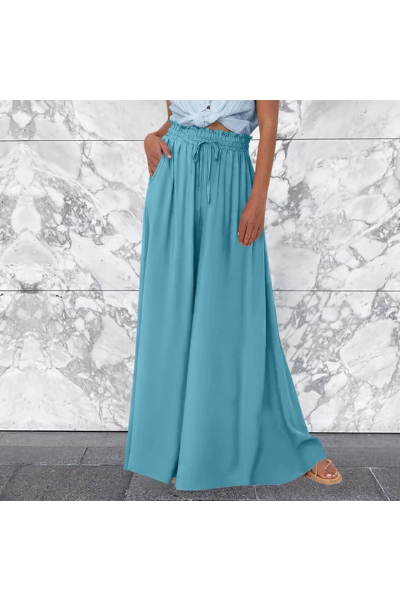 2024 New Women's Solid Color Leisure High Waist Wide Leg Pants Business Casual Women Pants plus Size Casual Pants for Women Loose Fit Women Pants Casual Summer Women Pants Pants for Women Work Casual