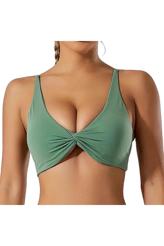 2024 New Women's Twist-Front Moisture-Wicking Sports Bra | Medium Support Yoga Bras Wirefree Seamless Activewear Bra